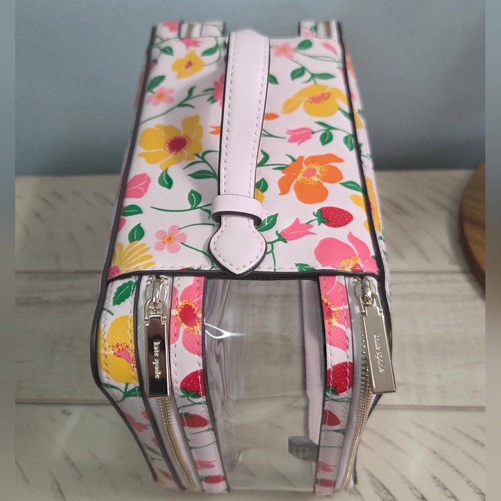Kate Spade Madison Strawberry Garden Travel Transparent Cosmetic Case, EUC - Picture 5 of 13